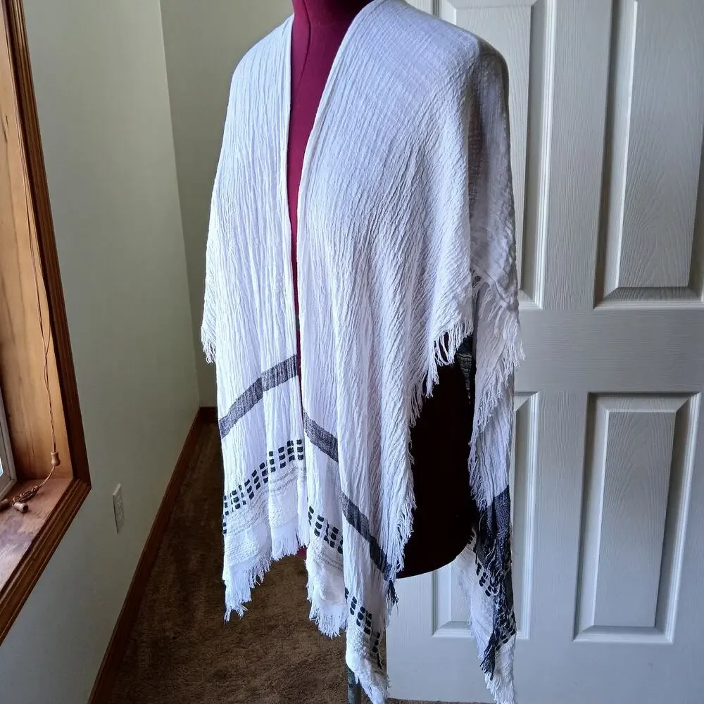 Echo Lightweight Gauze Caftan Shawl OSFA rayon cotton woven poncho scarf wrap